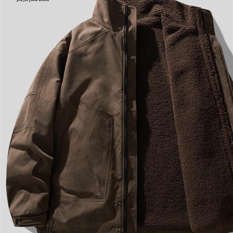 Detroit High-End Heavy Lamb Fleece Engrossado Macacão Jaqueta Acolchoada Jaqueta Acolchoada Masculina Inverno Quente Que