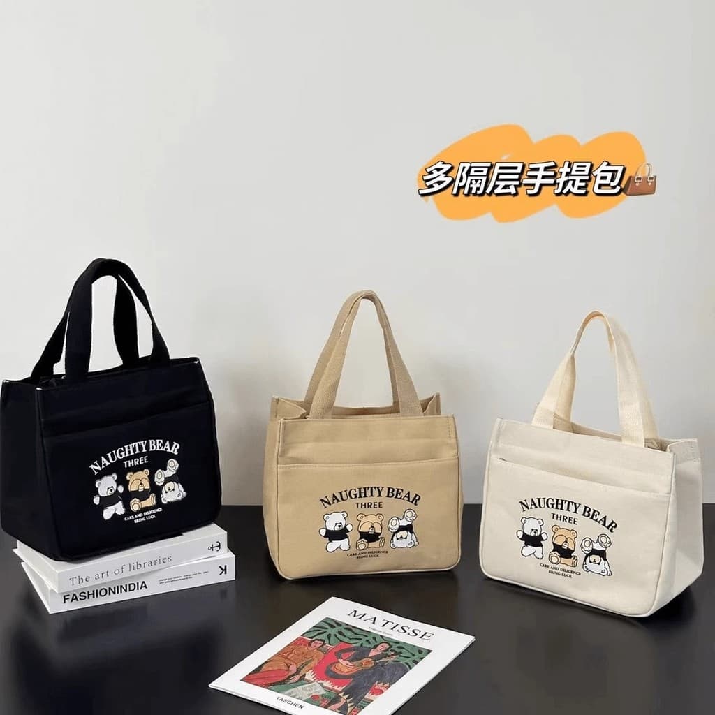 Nova bolsa de lona de alto valor bebê mãe passeio simples pequeno saco tridimensional Commuter engrossado trabalho Bento