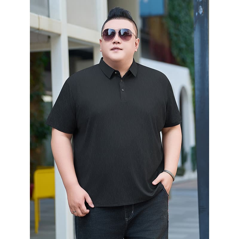 Camisa POLO de lapela masculina de tamanho grande manga curta solta de secagem rápida negócios Casual preto camiseta ver