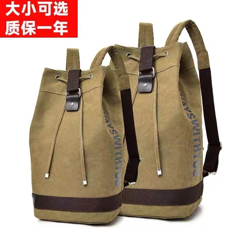 Retro lona esportes masculino mochila balde saco de viagem de curta distância volta lazer viagem moda tendência saco de