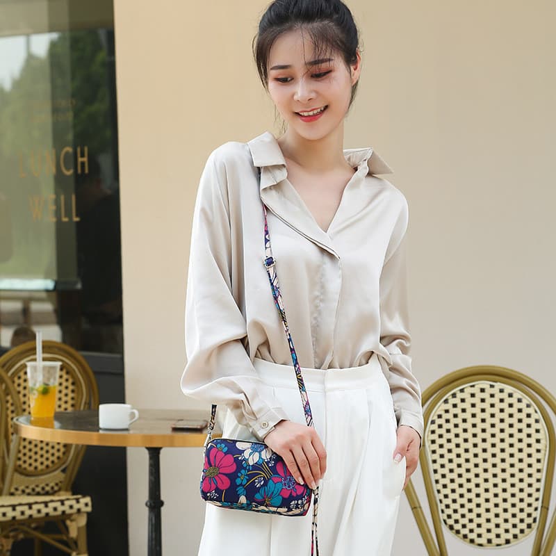 . 2025 novo estilo Mini Horizontal saco do telefone móvel moda feminina saco do telefone móvel pano bolsa de ombro bolsa