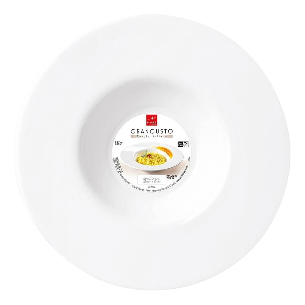 Prato Grangusto Risotto Bormioli Rocco Vidro 5x27x27cm Temperado Branco