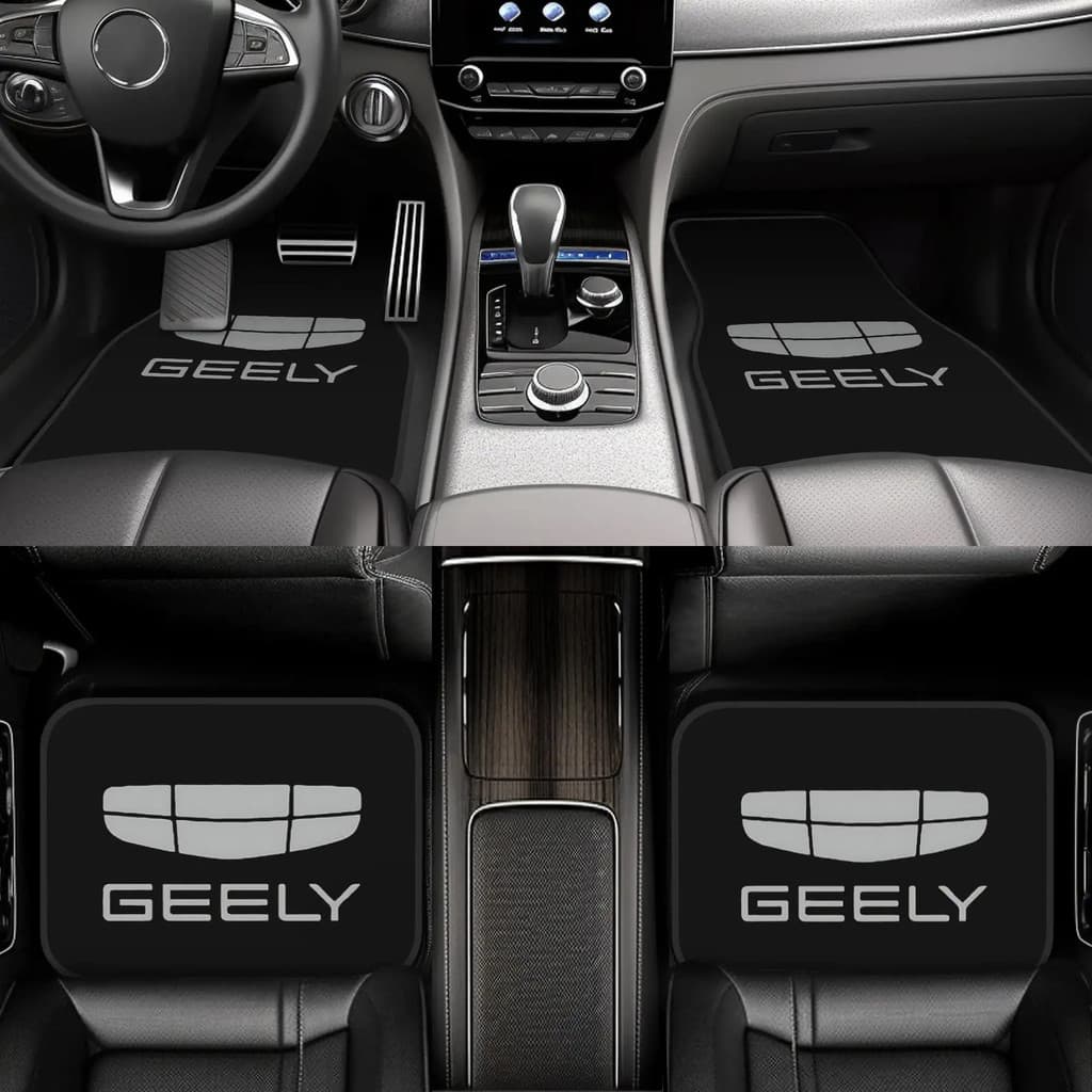4 peças de tapetes de pés de carro com padrão Geely, tapetes antiderrapantes adequados para todos os modelos, tapetes de