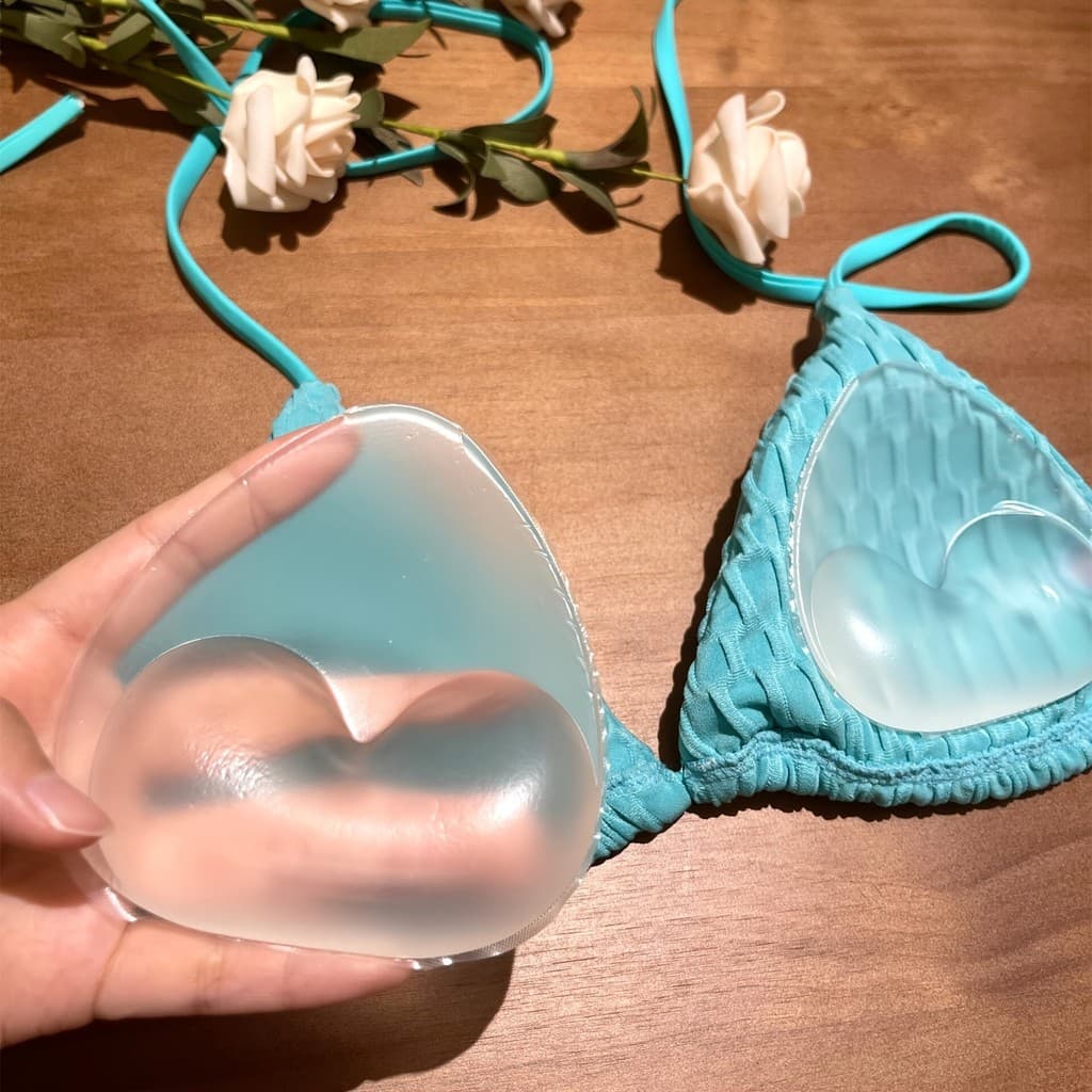 Almofada de peito de Silicone em forma de coração Maiô dedicado engrossado Push-Up inserção invisível respirável à prova