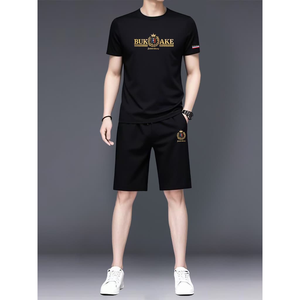 Terno de seda gelo verão novo estilo Shorts de manga curta masculino combinando um conjunto roupas bonitas na moda terno