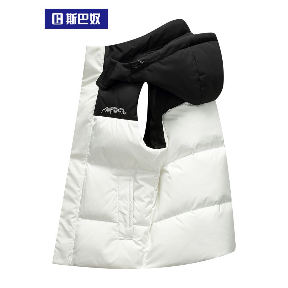 90 pato branco para baixo 丨 jaqueta colete masculino 2025 outono inverno novo estilo colete com capuz colete jaqueta ext