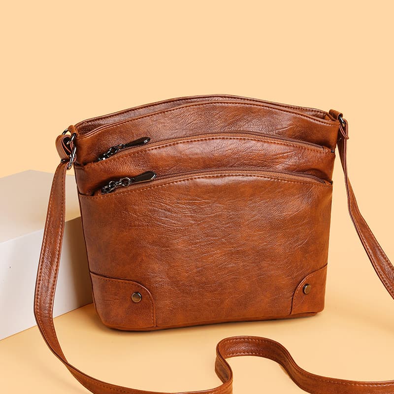 Multi-camada balde saco multifuncional saco do mensageiro Retro bolsa de ombro moda All-Match Casual saco de couro macio