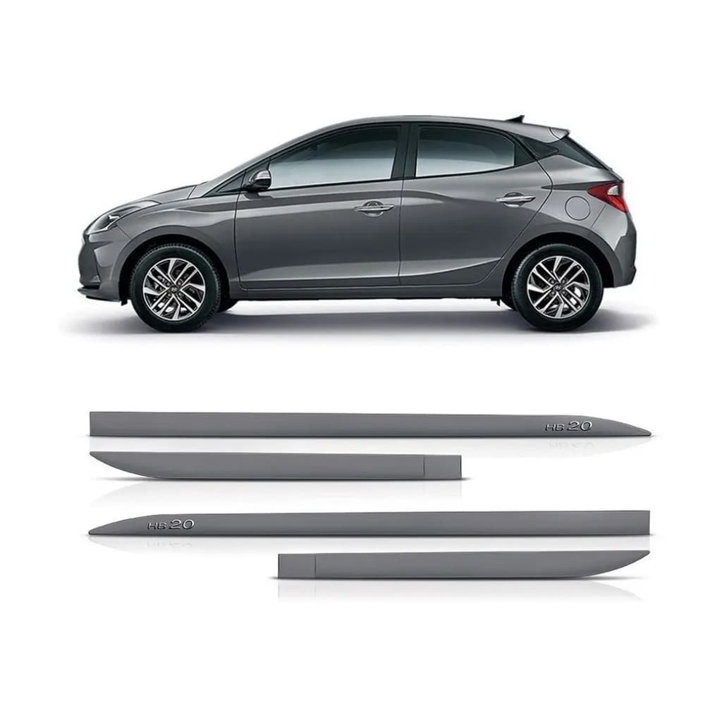 FRISO LATERAL HYUNDAI HB20 2012 A 2019 PRATA SAND PROTETOR PORTAS