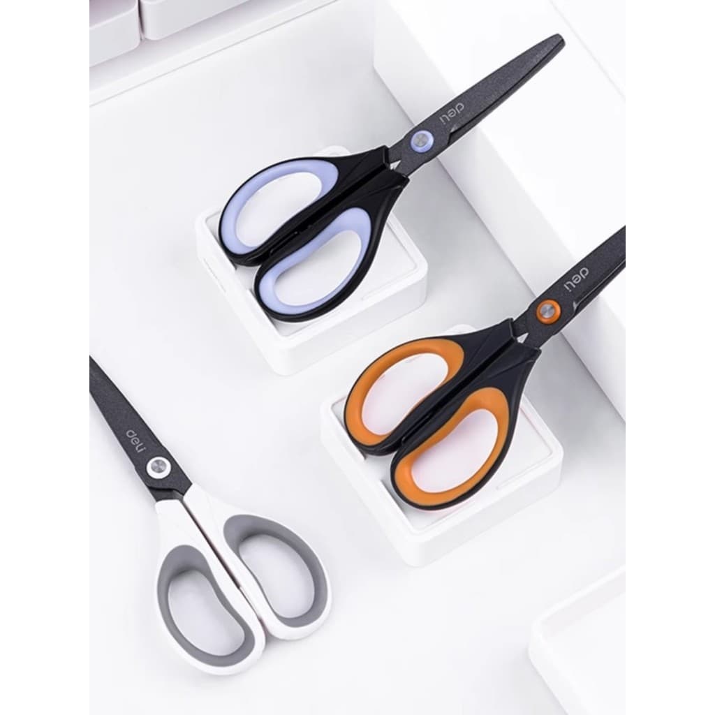 Deli 6055 tesoura Material de Teflon antiaderente aço inoxidável corte de papel tesoura artesanal Material de escritório