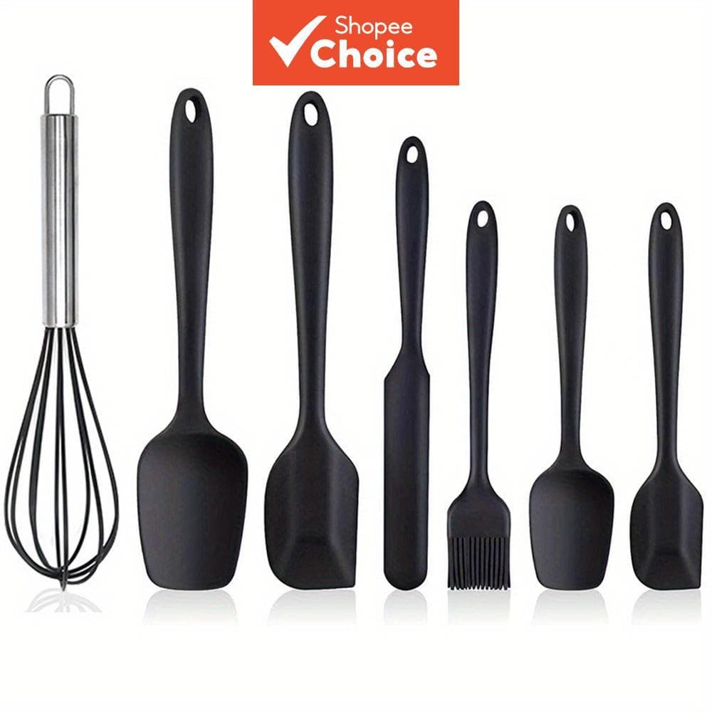 Conjunto de Espátulas de Silicone 7 Peças, Resistente ao Calor, Antiaderente, Utensílios para Cozinhar