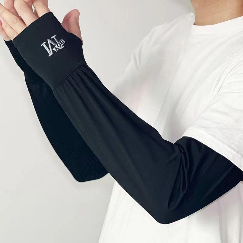 Protetor solar manga de gelo masculino solto luvas de manga de seda gelo 2025 novo estilo feminino condução pesca braço