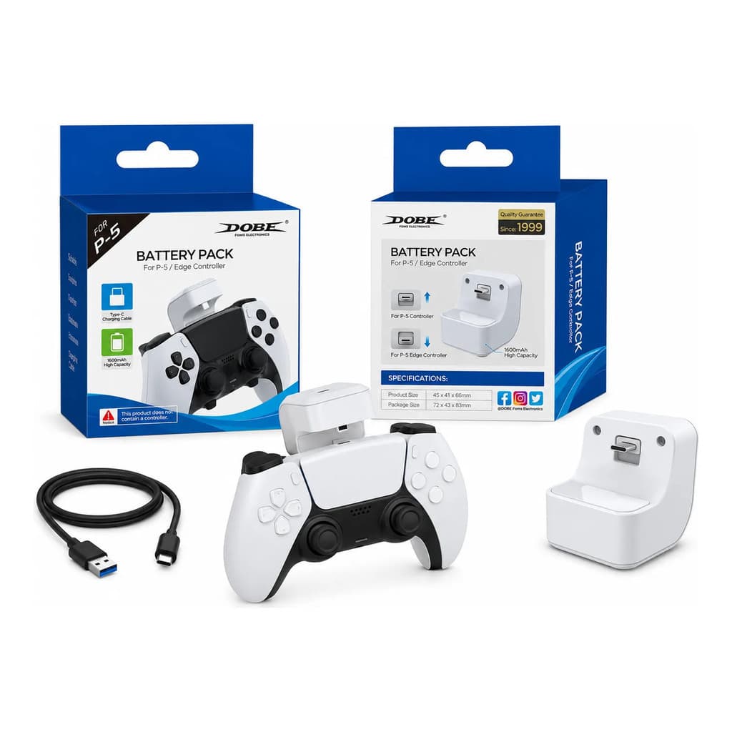Carregador Dobe Para Controle Portátil Dualsense / Dualsense Edge Para Ps5 1600mah Tipo-c