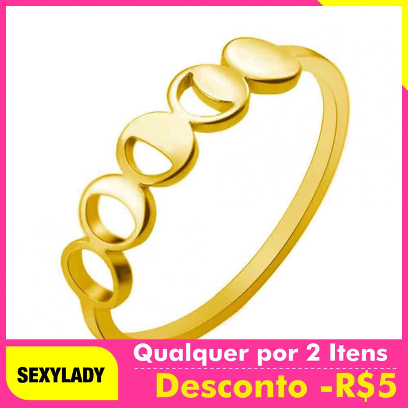 Anel Feminino em Forma de Lua Crescente em Aço Inoxidável, Joia de Fases da Lua, Presente de Aniversário, Acessórios, Pr