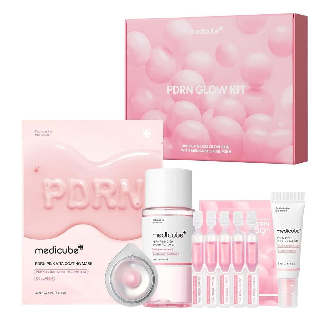 Kit de Teste de PDRN de DNA de Salmão Medicube |   Conjunto Mini de Cuidados com a Pele Glass Glow com Tônico, Sérum e M