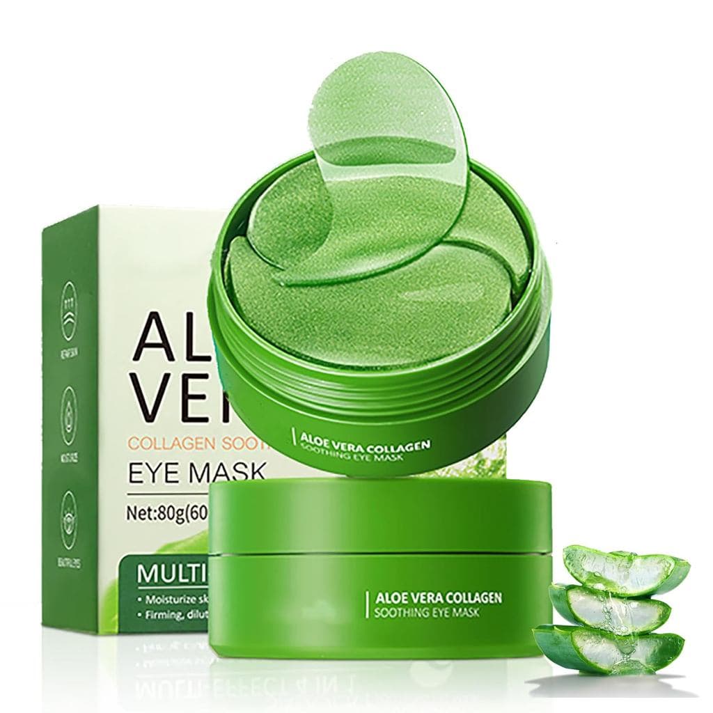 Máscaras para a Área dos Olhos com Aloe Vera, 60 Unidades, Tratamento para Bolsas nos Olhos, Olhos Inchados e Olheiras,