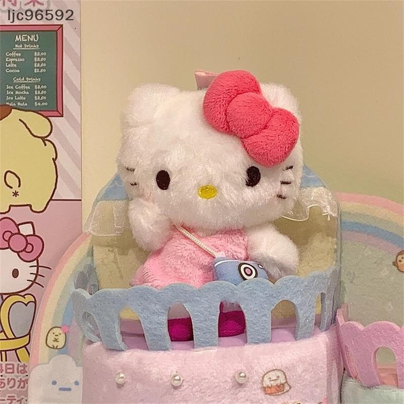 [ljc] Boneca de Pelúcia Sanrio Brinquedo Fofo Cartoon Hello Kitty Pingente Chaveiro Gato KT