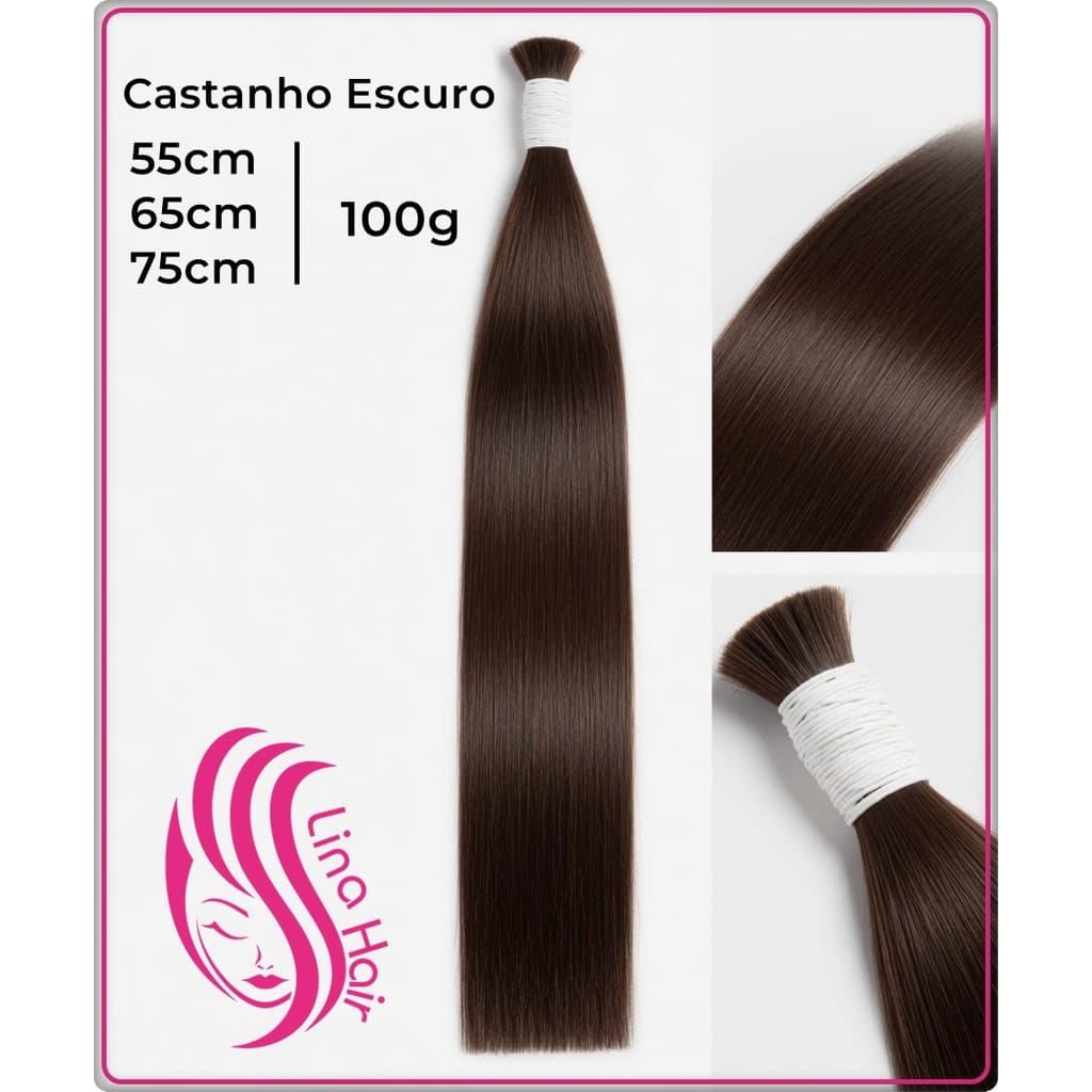 Cabelo 100% Humano Indiano Premium Liga Branca Ponta Cheia 55/65/75cm Mega Hair