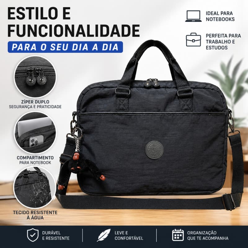 Pasta Bolsa Executiva Notebook  Impermeável 15.6” com Alça Tiracolo Trabalho Faculdade Premium