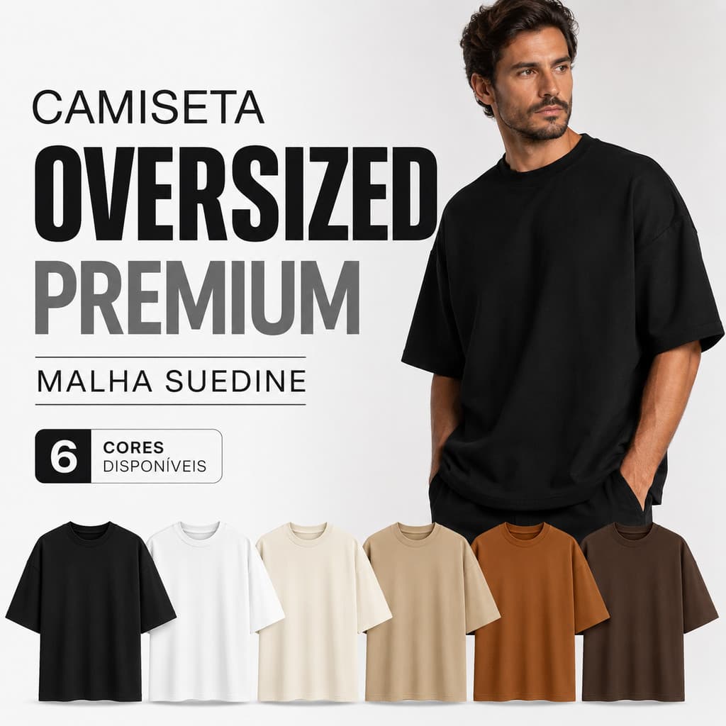 Camiseta Oversized Masculina Camisa Heavyweight Algodão Alta Gramatura Estilo Streetwear Premium