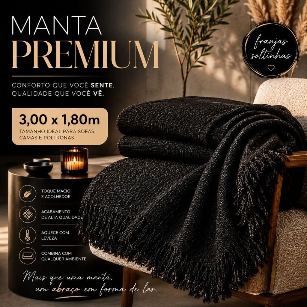 Manta 3,00 X 1,80 M Decorativa Moderna para Sofá – Elegância que Transforma Ambientes