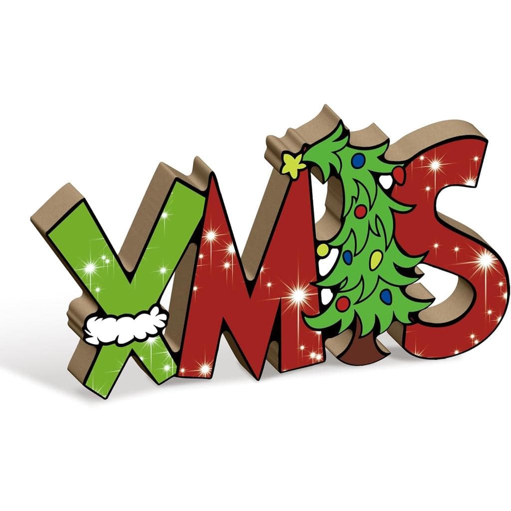 Letreiro de Natal Putuo Decor, Letras de Natal Autoportantes para Decoração de Mesa e Árvore, Estilo Rústico e Cartoon,