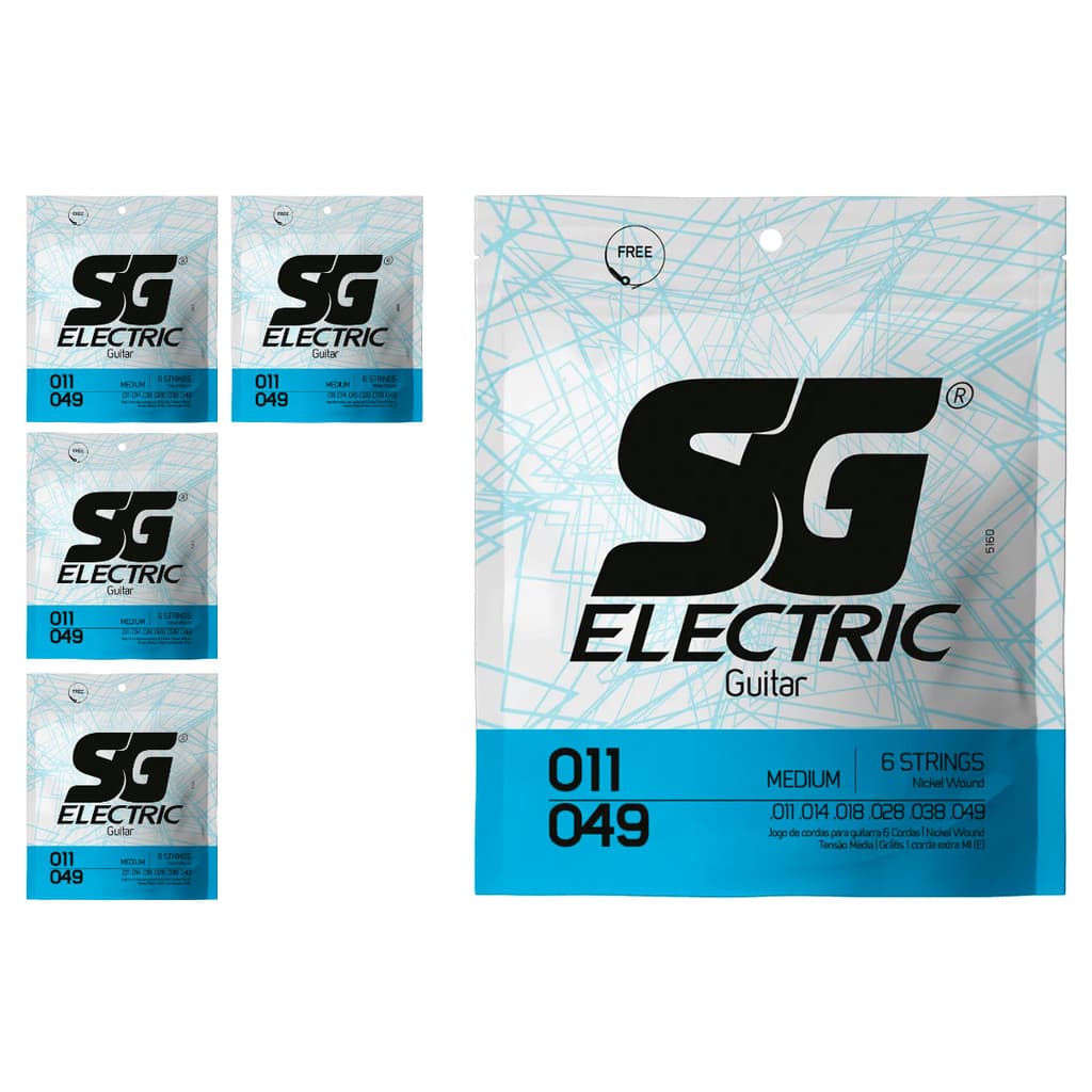 Kit 5 Encordoamento P/Guitarra 011  Média SG