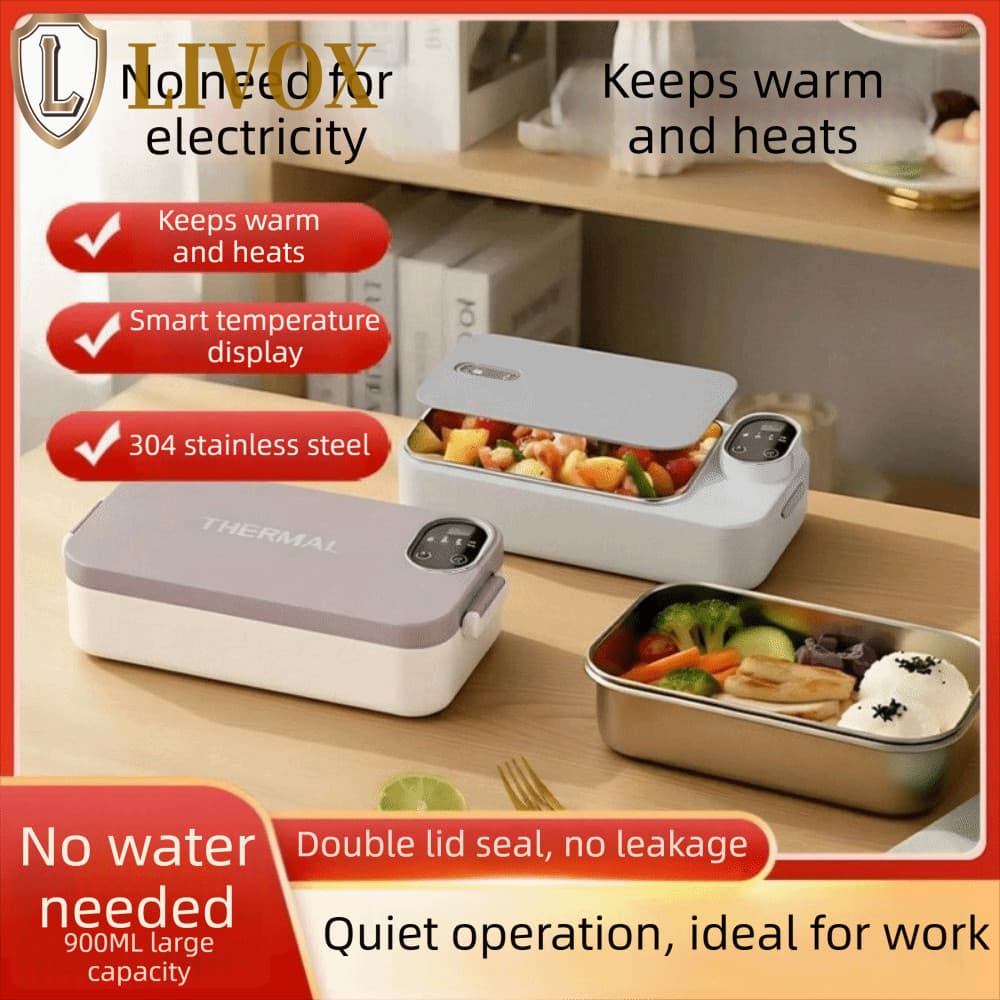 Aquecedor De Alimentos LIVOX , Lancheira Aquecida USB Recarregável Com Função De Aquecimento , Recipiente De Refeição Qu