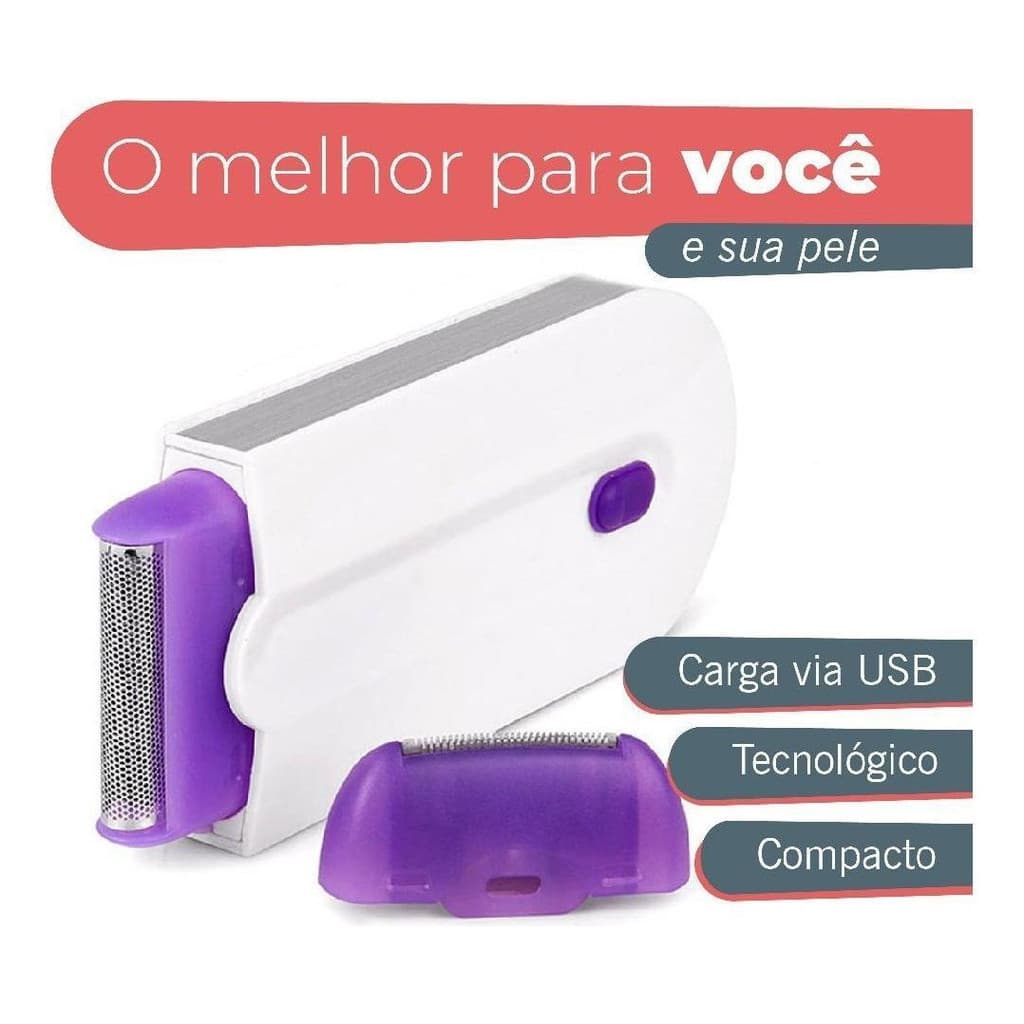 Depilador Elétrico Corporal e Facial Sem Dor Aparador Recarregável USB Portátil Pele Sensível Rosto e Axila