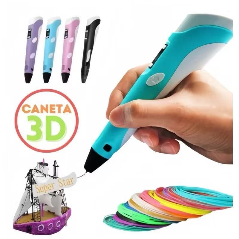 Caneta 3D Impressora Manual Infantil e Adulto Com Filamentosa DIY ABS Tela LCD 3DPEN-2