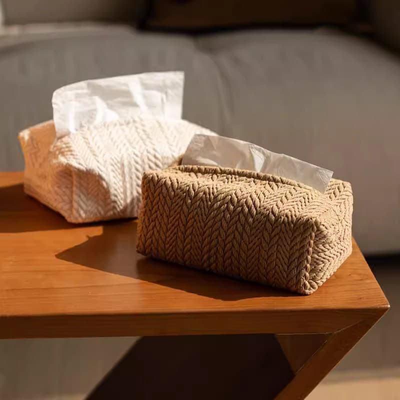 Nordic ins estilo creme caixa de papel High-End trigo orelha textura dupla camada tecido caixa de armazenamento saco car