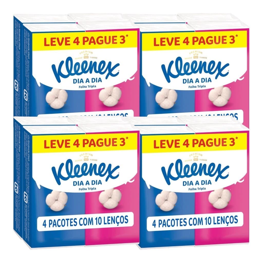 Lenço De Bolso Kleenex Dia A Dia Folha Tripla 16 Pacotes Com 10 Unidades
