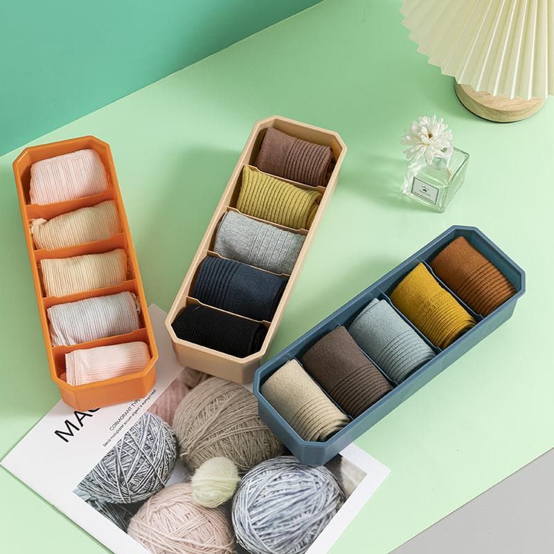 Meias de armazenamento meias caixa de armazenamento roupa interior calcinha separada embutido organizador de mesa cesta