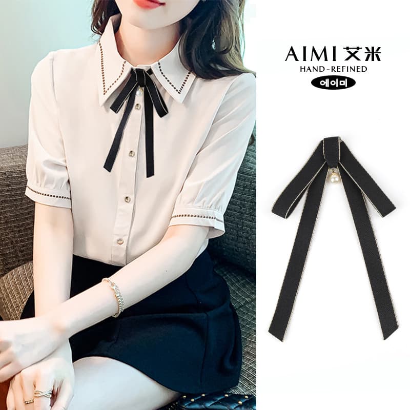 Gravata borboleta unissex estilo Preppy versão coreana britânica broche de pérola acessórios uniforme colar profissional