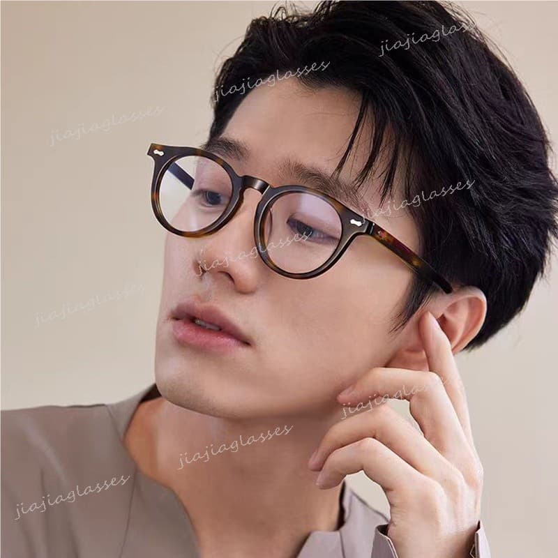 Coreano Redondo Preto Quadro Anti Luz Azul Óculos Retro Arroz Prego Masculino E Feminino Pequeno Plana Espelho Para Mulh