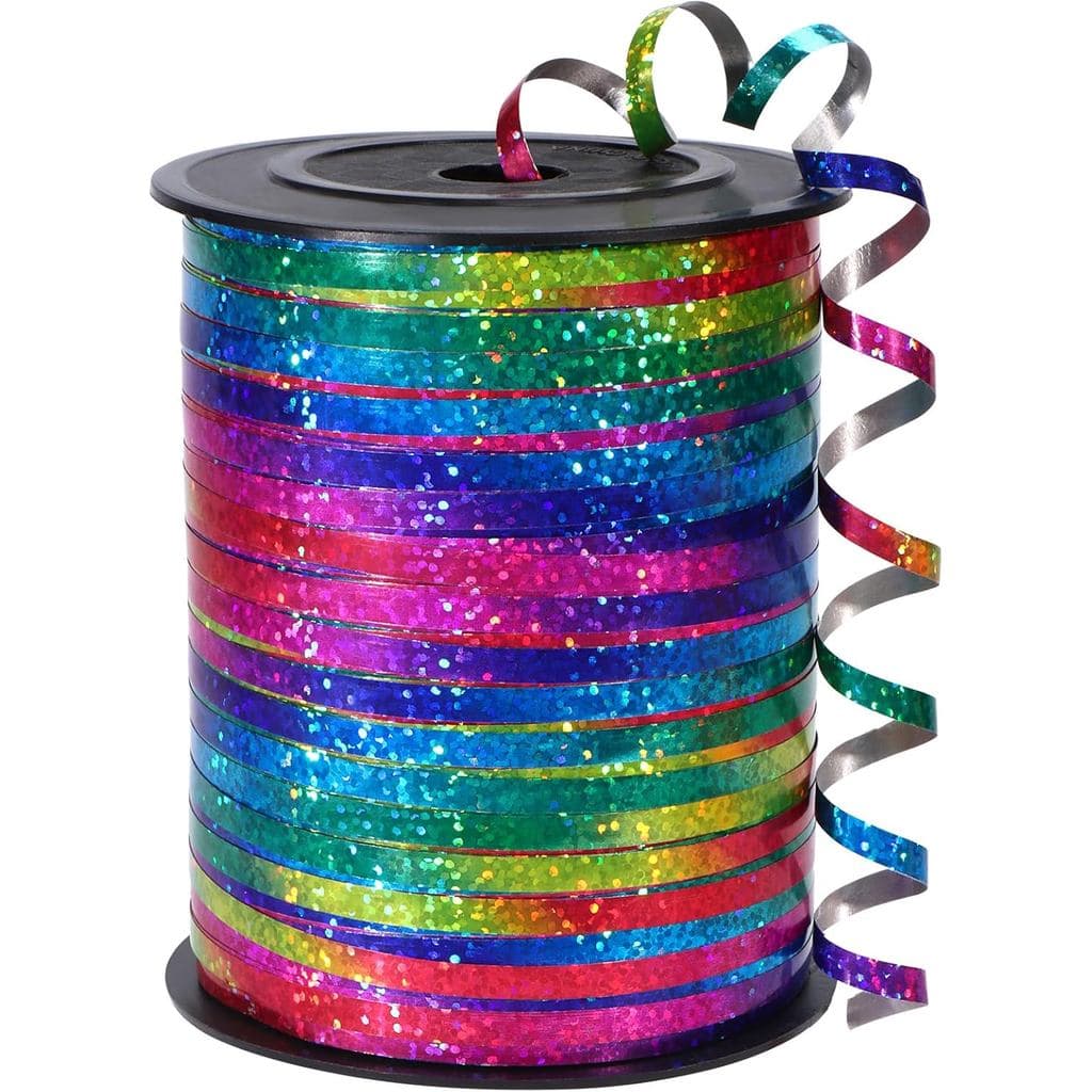 500 jardas de fita frisada arco-íris, fita para balões - cordão para balões, fita frisada metálica brilhante, usada para