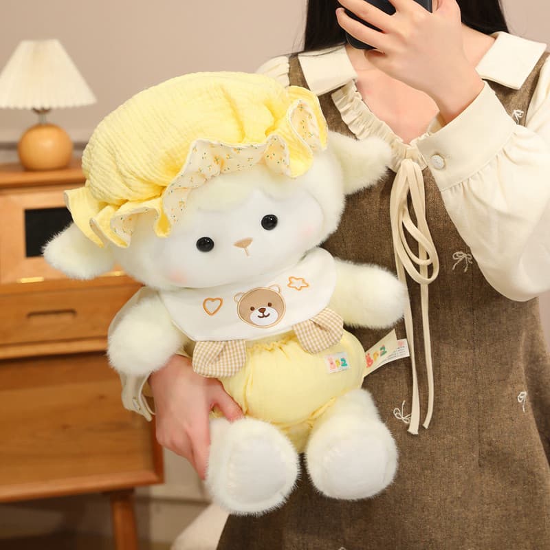 Bonito Nightcap bebê ovelha boneca ovelha brinquedo de pelúcia calmante dormir Ragdoll ovelha boneca presente aniversári