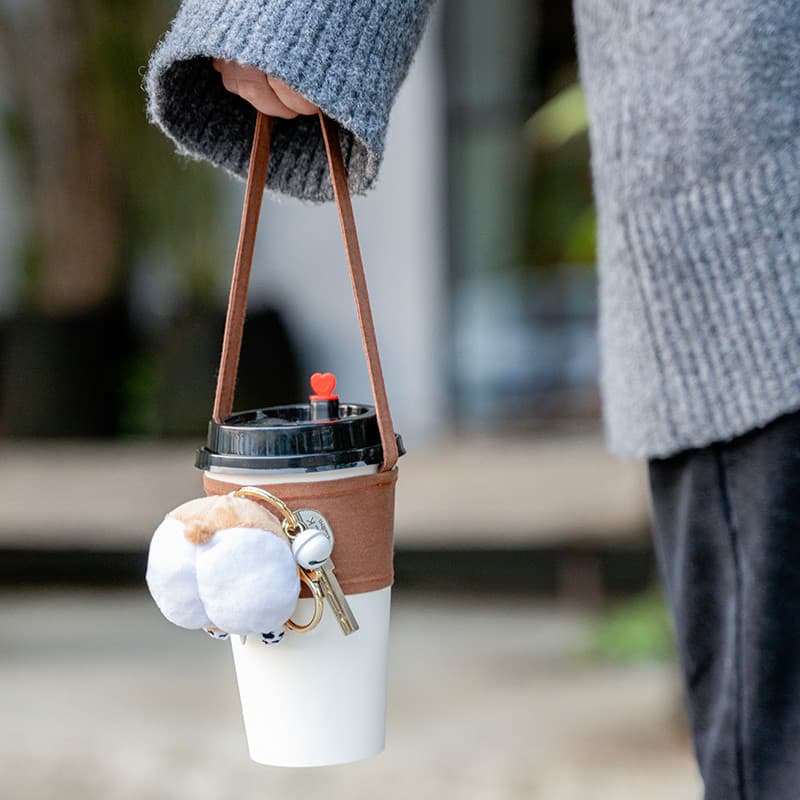 Yuanyi ins bebidas ecologicamente corretas suporte de copo de chá de leite Corgi bonito sacola de pelúcia lona café bols