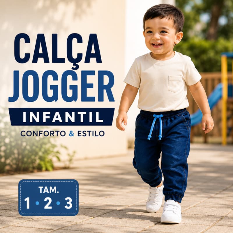 Calça Jogger Infantil Jeans Menino Cós Elástico Confortável Tam 1 2 3 |591| Promoção