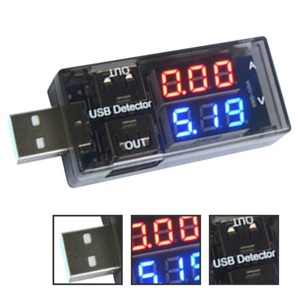 Testador de Detector de tensão de corrente USB duplo Teste de desempenho de energia de um ponto e dois adaptadores