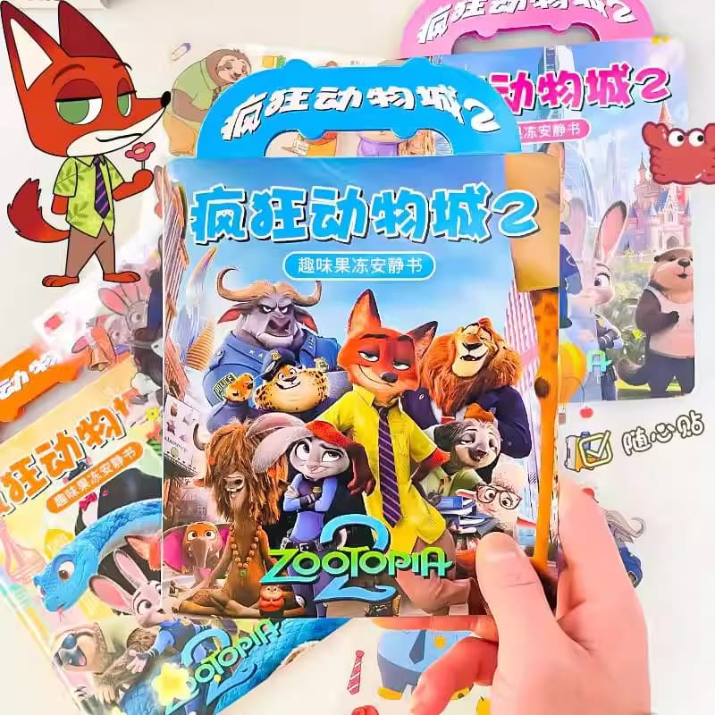 Novo zoológico louco 2 geléia adesivo livro silencioso menina artesanal diy brinquedo das crianças à prova dwaterproof á