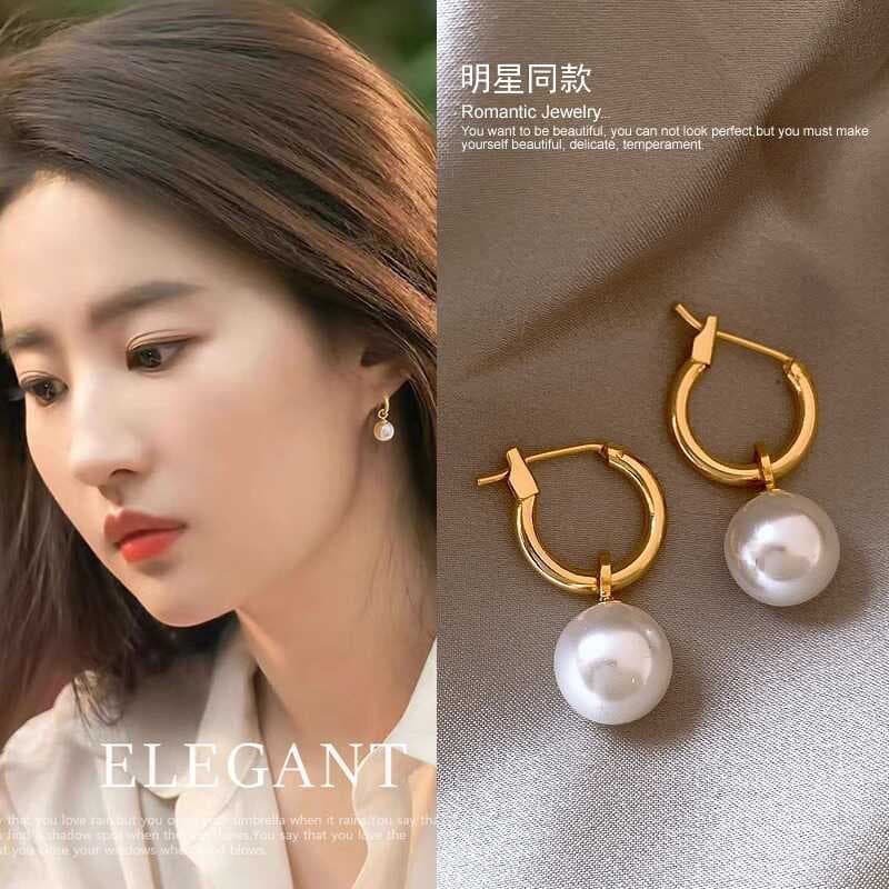 Liu Yifei mesmo estilo brincos de pérola feminino luz luxo High-End brincos 2018 novo estilo brincos estilo francês