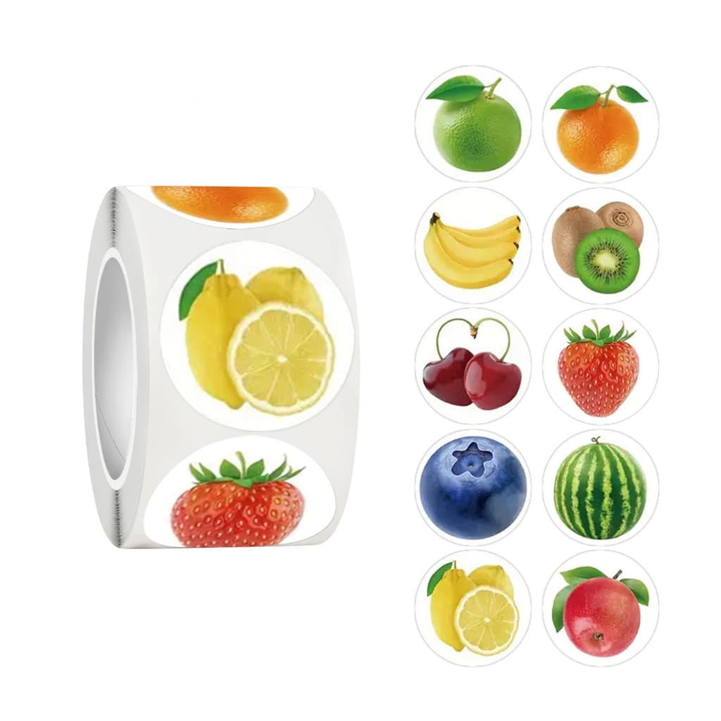500 rolos/fitas adesivas de frutas com 10 designs (2) RMDE