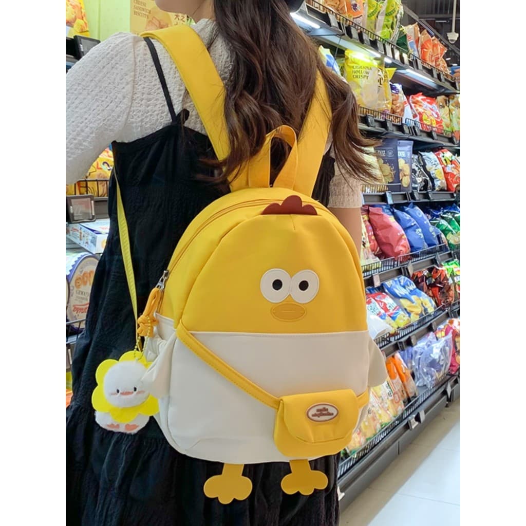 Mini mochila fofa de pintinho 2026, novo estilo, mochila escolar feminina para estudantes universitários, mochila de laz