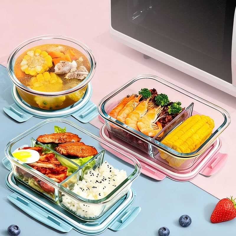 Lancheira de vidro para micro-ondas lancheira aquecida trabalhadores de escritório com arroz Bento frutas tigela de manu