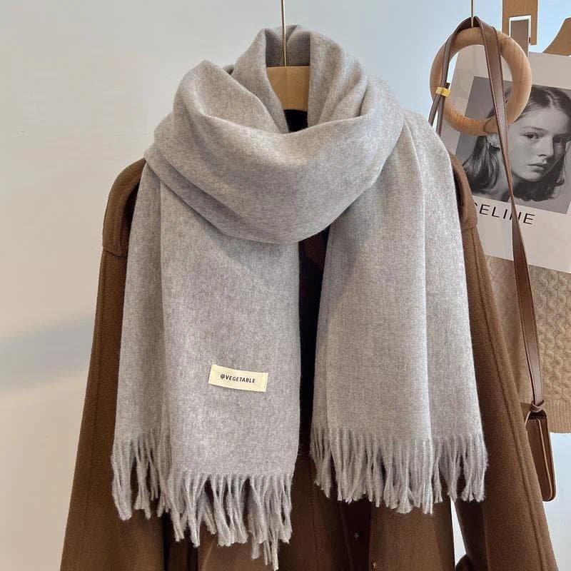 26 Cores Sólidas Mulheres Cachecol De Inverno Quente Engrossar Xale De Caxemira Moda Ao Ar Livre Luxo Borlas Pashmina Se