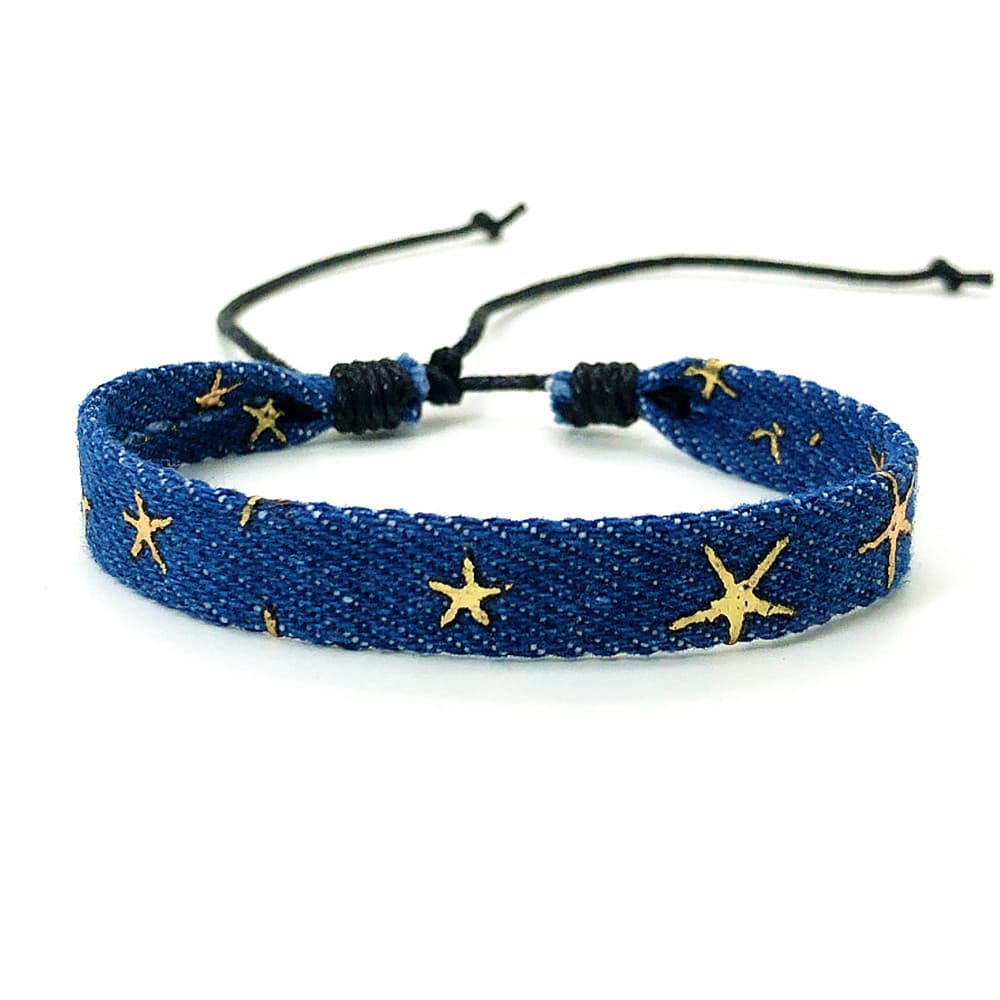 Pulseira fresca simples, pulseira trançada estrela jeans