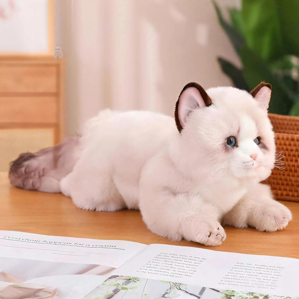 Brinquedos de Pelúcia de Gato Ragdoll Cinza de 20 Polegadas, Bonecos de Pelúcia Feitos à Mão, Gatinho Fofo para Meninos,