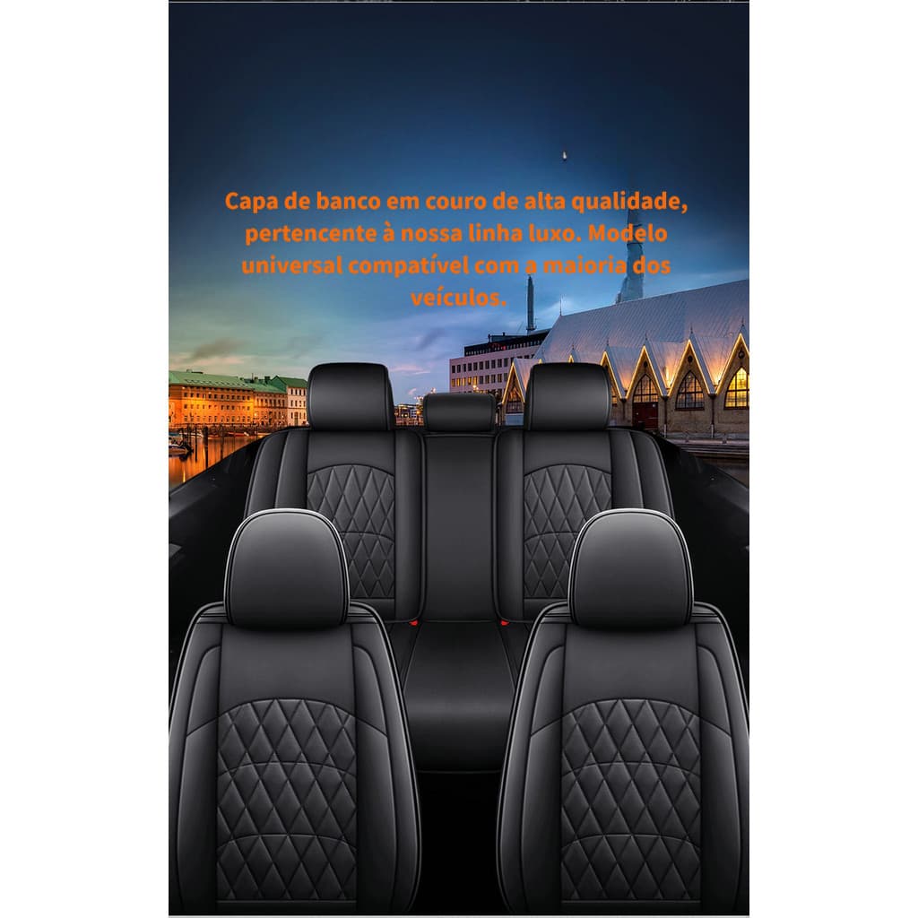 Capa de Assento de Couro Universal para Carro | Jogo Completo de Capas para Bancos | Proteção e Estilo para Veículos