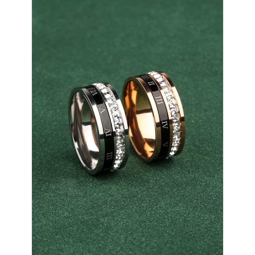 anel anel de namoro Nicho Titanium Steel Street Wear Anel liso masculino giratório cravejado de diamantes