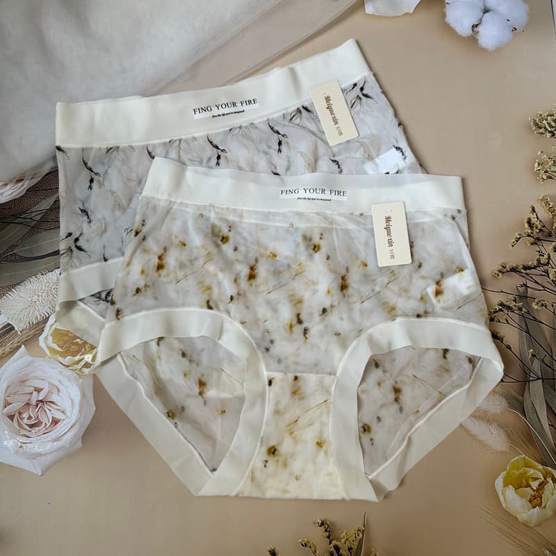 Meiyuexin 7071 Máscara de seda gelada estampada leve com fundo de seda para meninas cuecas nuas sem costura de cintura m